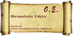 Ohrenstein Edvin névjegykártya